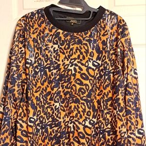 L & B sweat shirt in leopard print sequence  Size Medium
